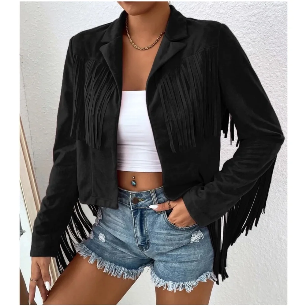 Western Open Front Fringe Boho Jacket - Picture 1 of 14